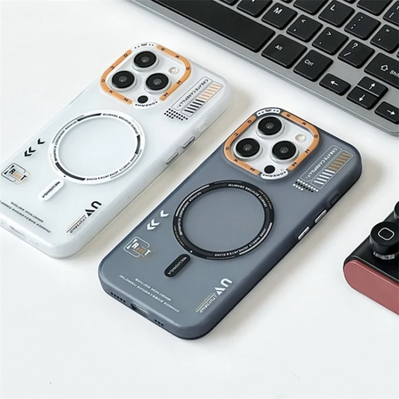 Trendy Matte Pc Magnetic Phone Case For Iphone 12 13 14 15 16 Pro Max Plus Magsafe Wireless Charge Metal Button Shockproof Cover Featured