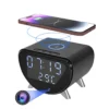 Wireless Charging Alarm Clock Camera - 4K HD Surveillance, Motion Detection, Remote Viewing, Recording, App, Temperature Display