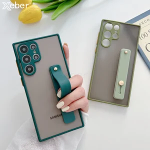 Wrist Strap Stand Clear Matte Case For Samsung S25 S24 S23 S22 Ultra S21 Plus S20 Fe Note 20 10 Pro S9 S10 A72 A52 Holder Cover Featured