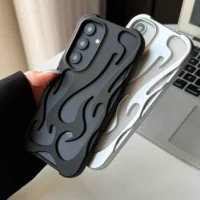 3d Flame Pattern Hollow Case For Samsung Galaxy S25 S24 Plus S23 S22 Ultra A55 A54 A15 A16 A26 A36 A56 5g Heat Dissipation Cover Featured