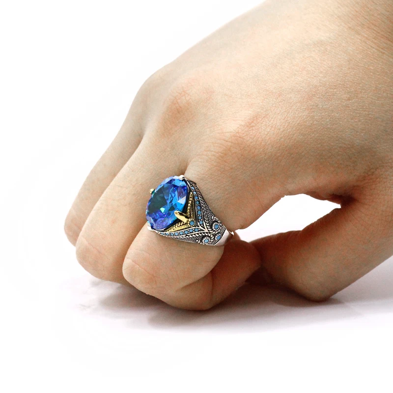 925 Silver Aaa Sky Blue Zircon Mens Ring Pure Silver Fashion Claw Shaped Oval Stone Ring Tribe Anniversary Luxury Jewelry Gift Gallery 2 925 Silver Aaa Sky Blue Zircon Mens Ring Pure Silver Fashion Claw Shaped Oval Stone Ring Tribe Anniversary Luxury Jewelry Gift Gallery 2