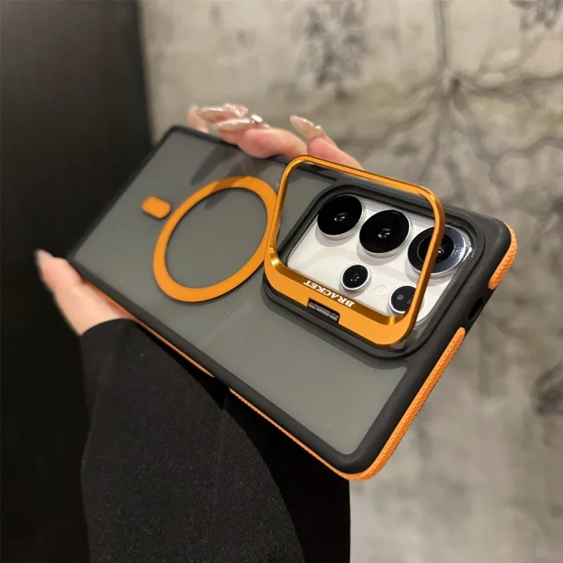 For Magsafe Magnetic Metal Lens Protection Stand Case For Galaxy Samsung S25 S24 S23 S22 Ultra Plus Fe Shockproof Cover Bumper Featured