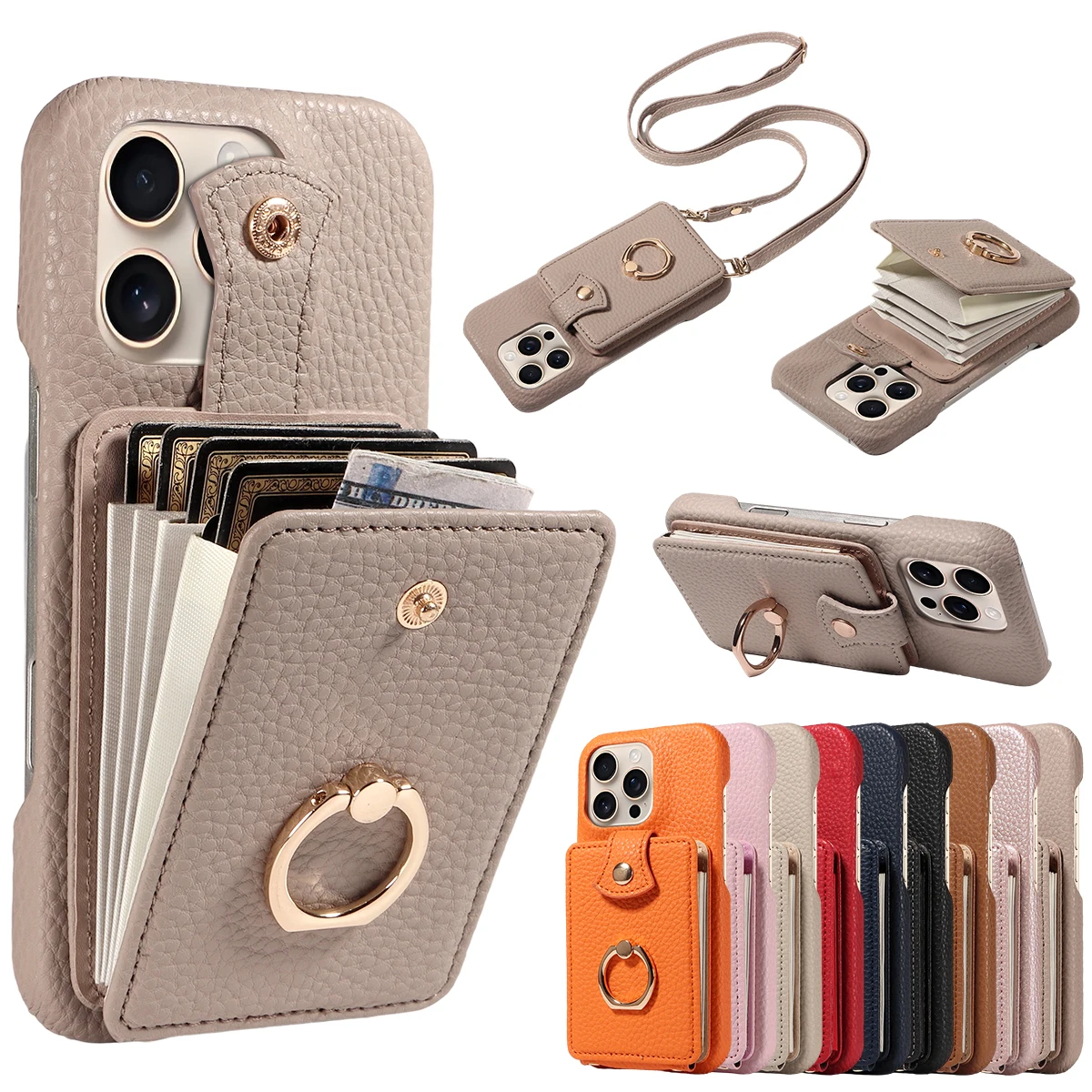 For Samsung Galaxy S25ultra S24 S23 S22 S21 S20 Ultra Plus Fe Note 20 Pu Leather Phone Case With Ring Card Slots Anti Fall Case Featured