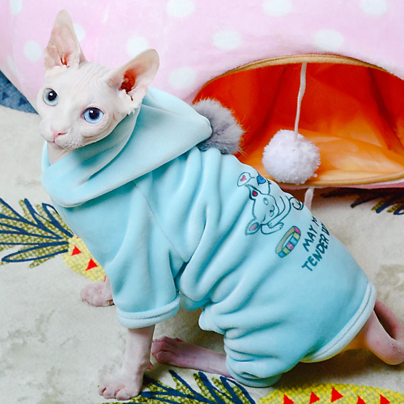 Hairless Cat Clothes Sphinx Winter Dog Hoodies For Small Medium Pets Cartoon Kittens Costumes Chihuahua Clothing Jacket Autumn Featured
