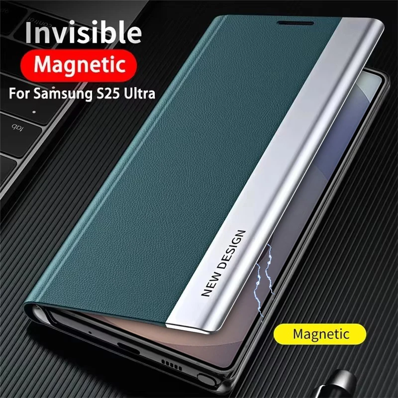 Luxury Leather Flip Case For Samsung Galaxy S25 S24 S23 S22 S21 S20 Ultra Plus S25 Edge S23 S21 S24 Fe Note 20 Ultra Stand Cover Featured