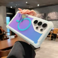 Luxury Shockproof Magnetic Changing Color Case For Samsung Galaxy S25ultra S24 Plus Double Layer Armor Magsafe Protective Cover Featured