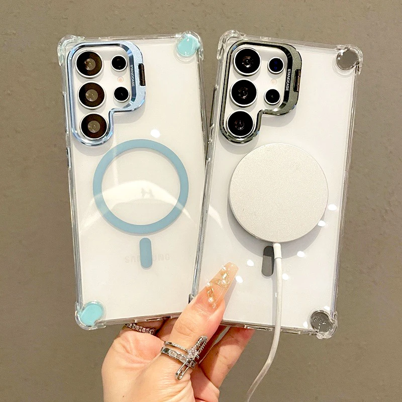 Luxury Transparent Case For Samsung Galaxy A56 A36 A16 A17 A26 S25 S24 S23 Ultra Plus S24fe Magsafe Wireless Charge Stand Cover Gallery 2 Luxury Transparent Case For Samsung Galaxy A56 A36 A16 A17 A26 S25 S24 S23 Ultra Plus S24fe Magsafe Wireless Charge Stand Cover Gallery 2