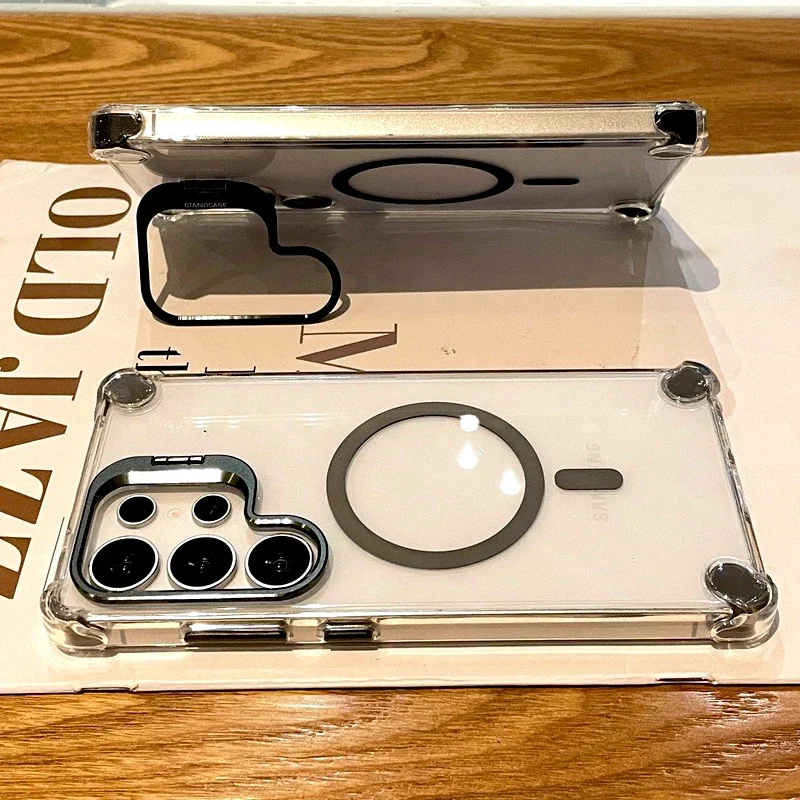 Luxury Transparent Case For Samsung Galaxy A56 A36 A16 A17 A26 S25 S24 S23 Ultra Plus S24fe Magsafe Wireless Charge Stand Cover Gallery 4 Luxury Transparent Case For Samsung Galaxy A56 A36 A16 A17 A26 S25 S24 S23 Ultra Plus S24fe Magsafe Wireless Charge Stand Cover Gallery 4