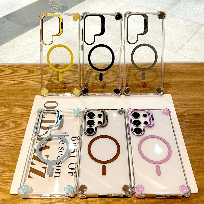 Luxury Transparent Case For Samsung Galaxy A56 A36 A16 A17 A26 S25 S24 S23 Ultra Plus S24fe Magsafe Wireless Charge Stand Cover Gallery 5 Luxury Transparent Case For Samsung Galaxy A56 A36 A16 A17 A26 S25 S24 S23 Ultra Plus S24fe Magsafe Wireless Charge Stand Cover Gallery 5