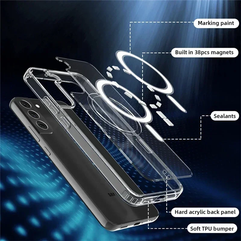Original Magsafe Magnetic Case For Samsung Galaxy S25 S24 S23 S21 Fe S22 Ultra Plus Wireless Charging Shockproof Clear Cover Gallery 1 Original Magsafe Magnetic Case For Samsung Galaxy S25 S24 S23 S21 Fe S22 Ultra Plus Wireless Charging Shockproof Clear Cover Gallery 1