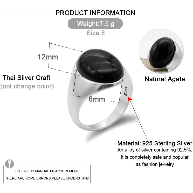 Turkiye Jewelry Mens 925 Sterling Silver Ring Natural Agate Stone Vintage Fashion Luxury Gift Gallery 2 Turkiye Jewelry Mens 925 Sterling Silver Ring Natural Agate Stone Vintage Fashion Luxury Gift Gallery 2