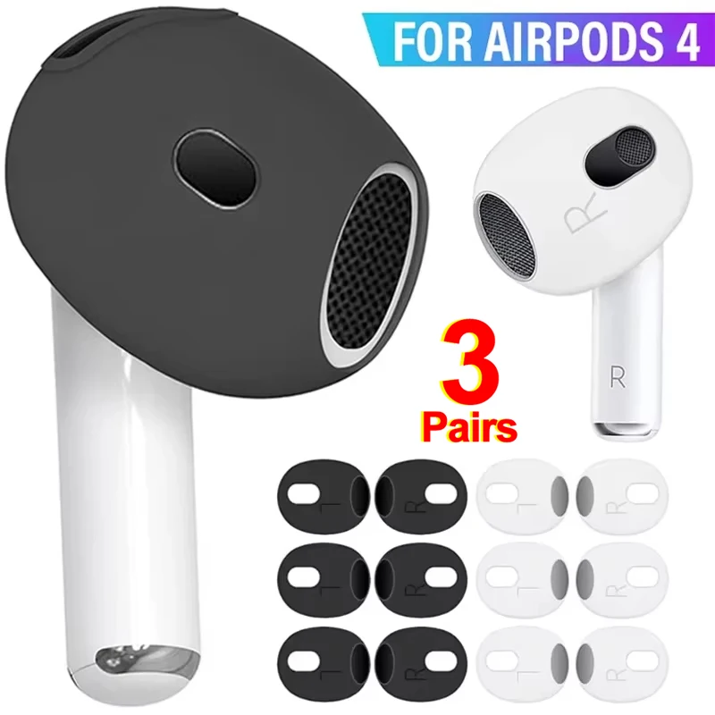 3 Pair Silicone Eartips For Apple Airpods 4 Replacement Ultra Thin Rubber Earbuds Ear Tips For Airpod 4 Anti Slip Earphone Cover Featured