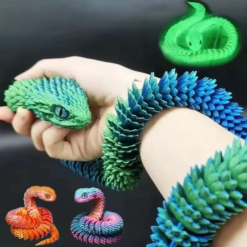 3d Printed Snake Movable Joint Fidget Toy Figurine Simulation Snake Office Desktop Ornament Gifts Crafts Figurines Miniatures Featured