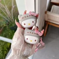 Kawaii 3d Hellokitty Headphone Case Silicone Shockproof Cover For Apple Airpods Pro 2 Pro 3 Airpods 4 3 2 Case With Chain Charm Featured