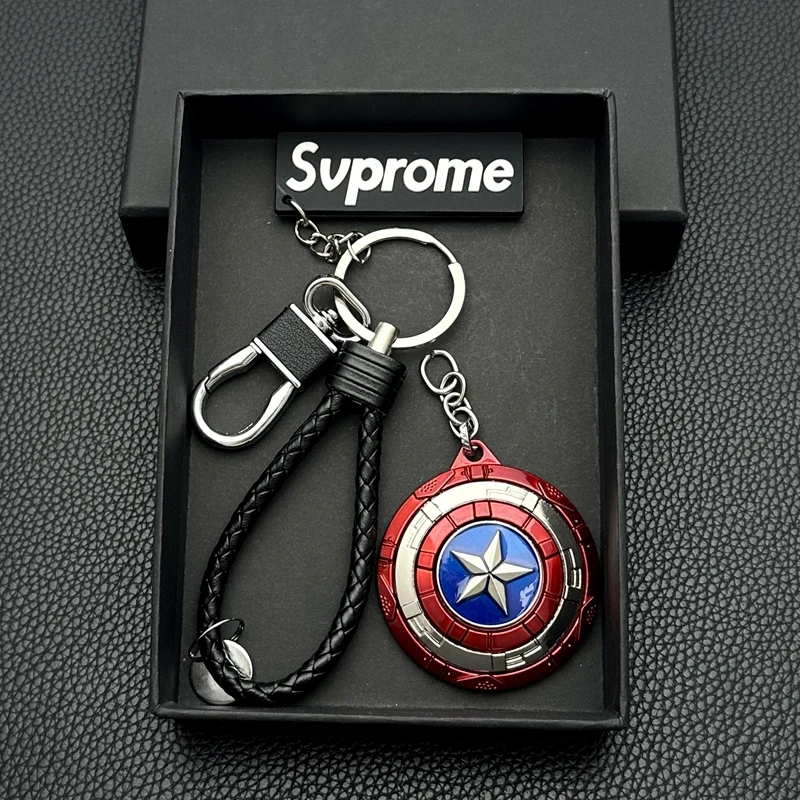 Marvel Cartoon Creative Alliance Shield Keychain Rotating Metal Car Backpack Pendant Unisex Educational Toy Collectible Item Featured