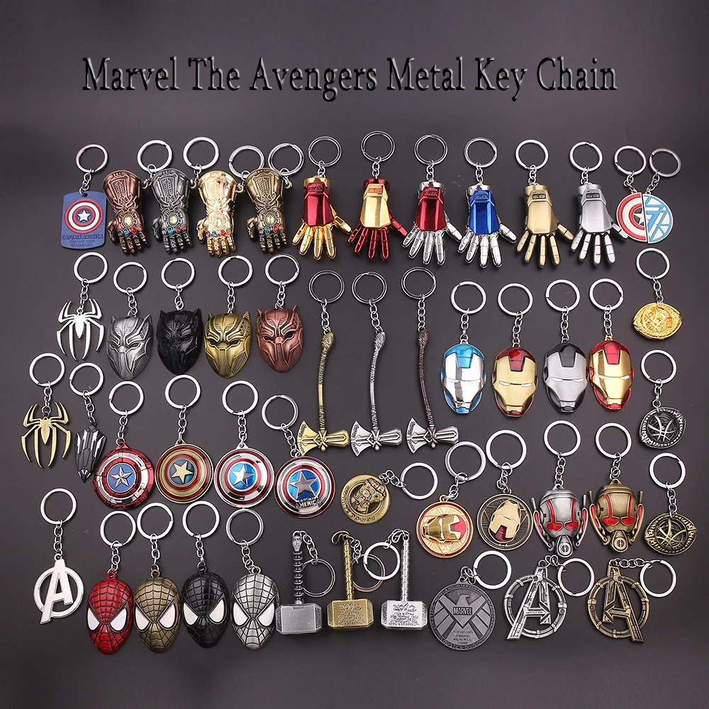 Marvel Superhero Metal Keychain For Bag Avengers Pendant Thor Hammer Deadpool Spiderman Iron Man Captain America Keyrings Featured