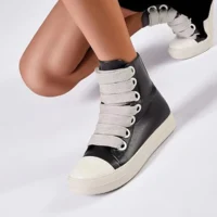 Mens Coarse Shoelaces High Cut Thick Sole Comfortable Board Shoes Versatile College Style Casual Sports Shoes Featured