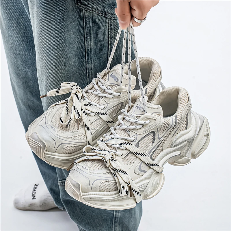 Mens Shoes Mesh Sneakers Casual Shoes 2025 New White Couple Dad Shoes Ladies Autumn Star Same Style Flat Sport Anti Slip Featured