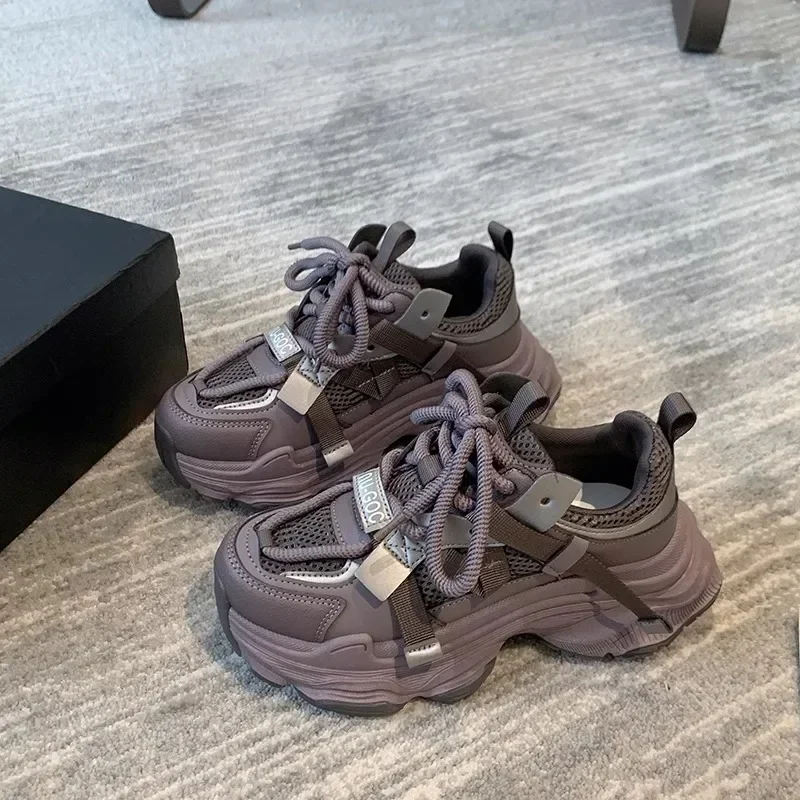 Womens Chunky Sneakers Breathable Mesh Platform Sports Shoes Woman Fashion Lace Up Thick Sole Casual Shoes Mujer Gallery 1 Womens Chunky Sneakers Breathable Mesh Platform Sports Shoes Woman Fashion Lace Up Thick Sole Casual Shoes Mujer Gallery 1