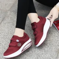 Womens Swing Sneakers Wedge Platform Toning Sports Shoes For Woman Breathable Slimming Fitness Rocking Mom Shoes Thick Sole Featured