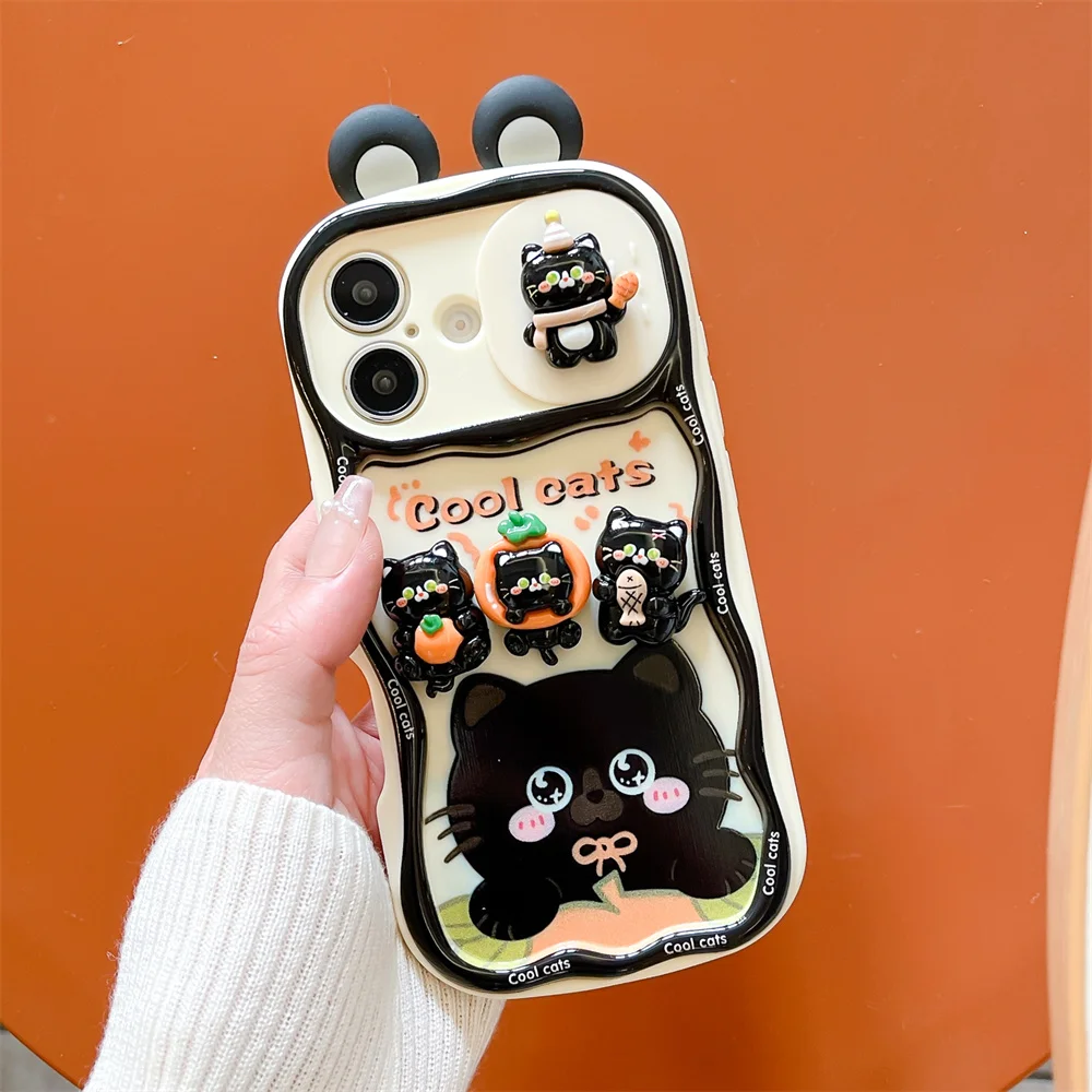 Cute Cartoon Black Cat Kitty Push Pull Camera Phone Case For Iphone 16 15 Pro Max 14 Plus 13 12 Pro Max 11 Lanyard Soft Cover Gallery 2 Cute Cartoon Black Cat Kitty Push Pull Camera Phone Case For Iphone 16 15 Pro Max 14 Plus 13 12 Pro Max 11 Lanyard Soft Cover Gallery 2