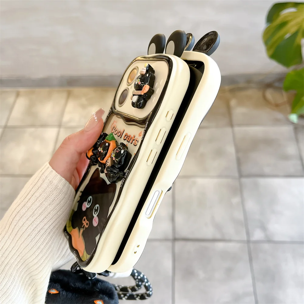 Cute Cartoon Black Cat Kitty Push Pull Camera Phone Case For Iphone 16 15 Pro Max 14 Plus 13 12 Pro Max 11 Lanyard Soft Cover Gallery 5 Cute Cartoon Black Cat Kitty Push Pull Camera Phone Case For Iphone 16 15 Pro Max 14 Plus 13 12 Pro Max 11 Lanyard Soft Cover Gallery 5