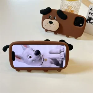 Funny 3d Cartoon Dog Phone Case For Iphone 16 15 14 13 12 Pro Max Facial Holder Soft Silicone Cover Featured