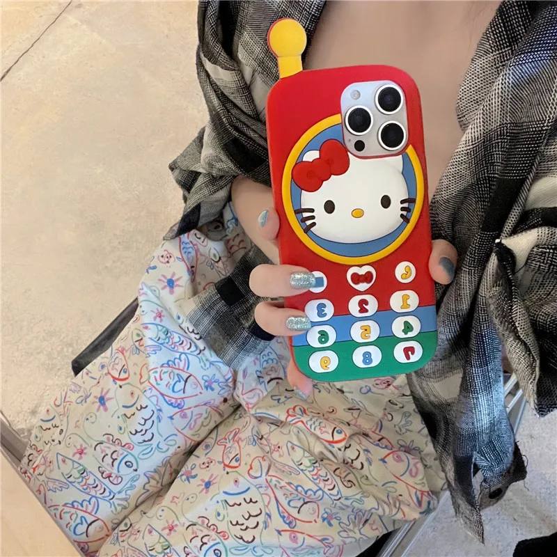 Lovely Cartoon 3d Hello Kitty Telephone Phone Case For Iphone 17 16 15 14 13 12 Pro Max Plus 17 Pro Shockproof Anime Phone Cover Gallery 5 Lovely Cartoon 3d Hello Kitty Telephone Phone Case For Iphone 17 16 15 14 13 12 Pro Max Plus 17 Pro Shockproof Anime Phone Cover Gallery 5