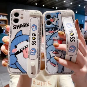 Socouple For Samsung S22 S23 S24 A51 52 53 54 34 14 72 73 12 13 32 Note 20 S20 Fe Plus Ultra Shark Wrist Strap Phone Holder Case Featured