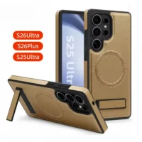 Business Leather Stand Holder Magnetic Case For Samsung S25 S26 S23 S24 Ultra Plus S24fe For Magsafe Wireless Charging Cover Featured