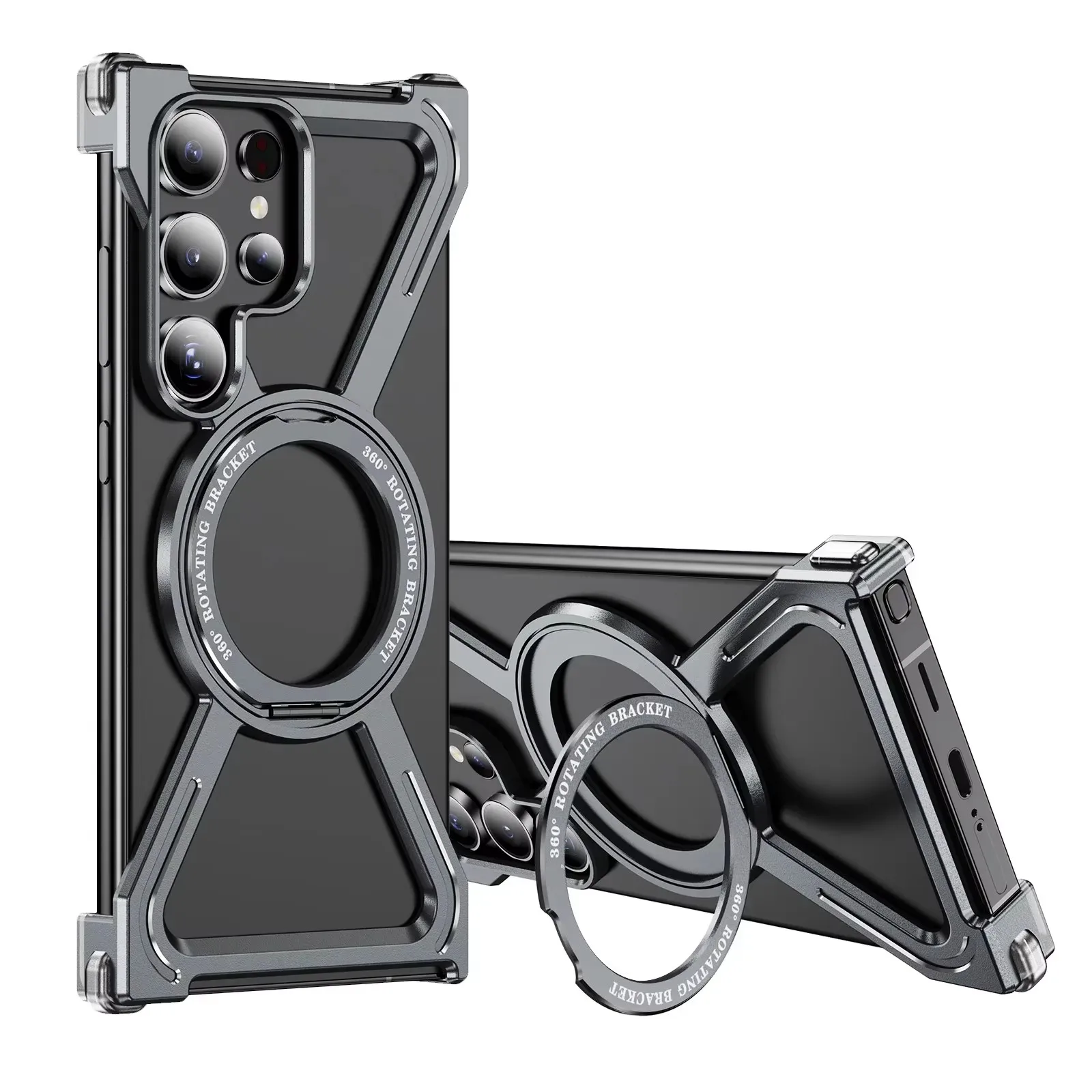 For Samsung Galaxy S25 Ultra Metal Magsafe Borderless Bumper For Galaxy S25 S24 S23 Ultra Aluminum Alloy Rotating Bracket Cover Featured