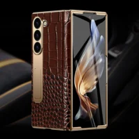 For Samsung Z Fold 7 6 5 4 3 Genuine Leather Magnetic Hinge Full Protective Phone Case Holder Kickstand Fold6 Shockproof Cover Featured
