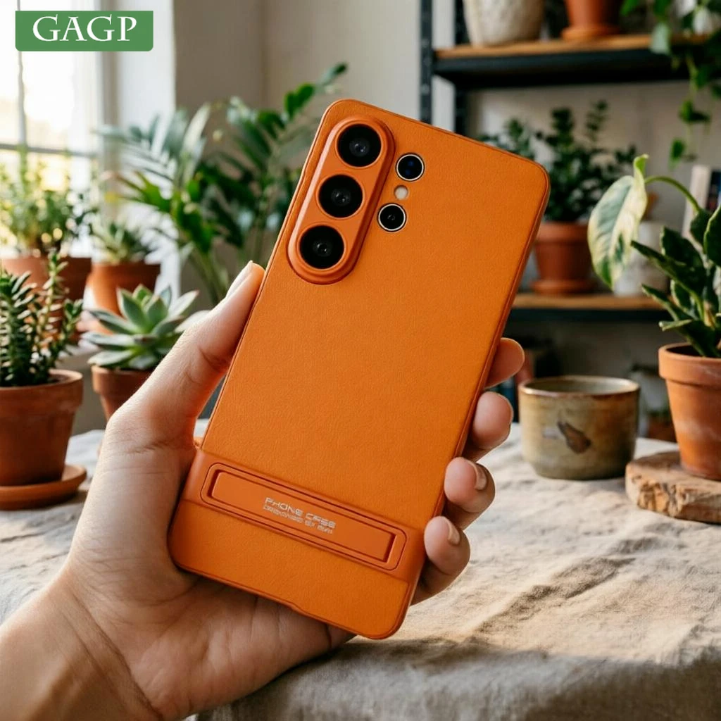 Luxury Leather Back Invisible Stand Holder Phone Case For Samsung Galaxy S26 Ultra Bracket Platig Camera Protect S26ultra Cover Featured