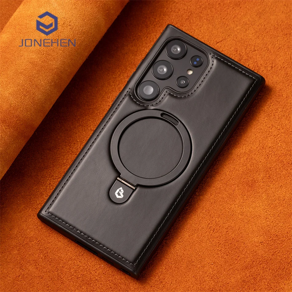 Magnetic For Magsafe Stand Holder Ring Leather Case For Samsung Galaxy S22 Plus S24 S23 S25 S26 Ultra 26u Retro Shockproof Cover Featured