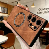 Retro Leather Phone Case For Samsung Galaxy S26 Ultra S21 S22 S23 S24 Note 20 Plus Fe For Magsafe Magnetic Charge S25 Ultr Cover Featured