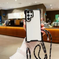 S26 Ultra Case Shockproof For Samsung Galaxy S25 Fe S23 S24 Plus Crossbody Lanyard Cord Four Corner Plastic Clear Strap Cover Featured