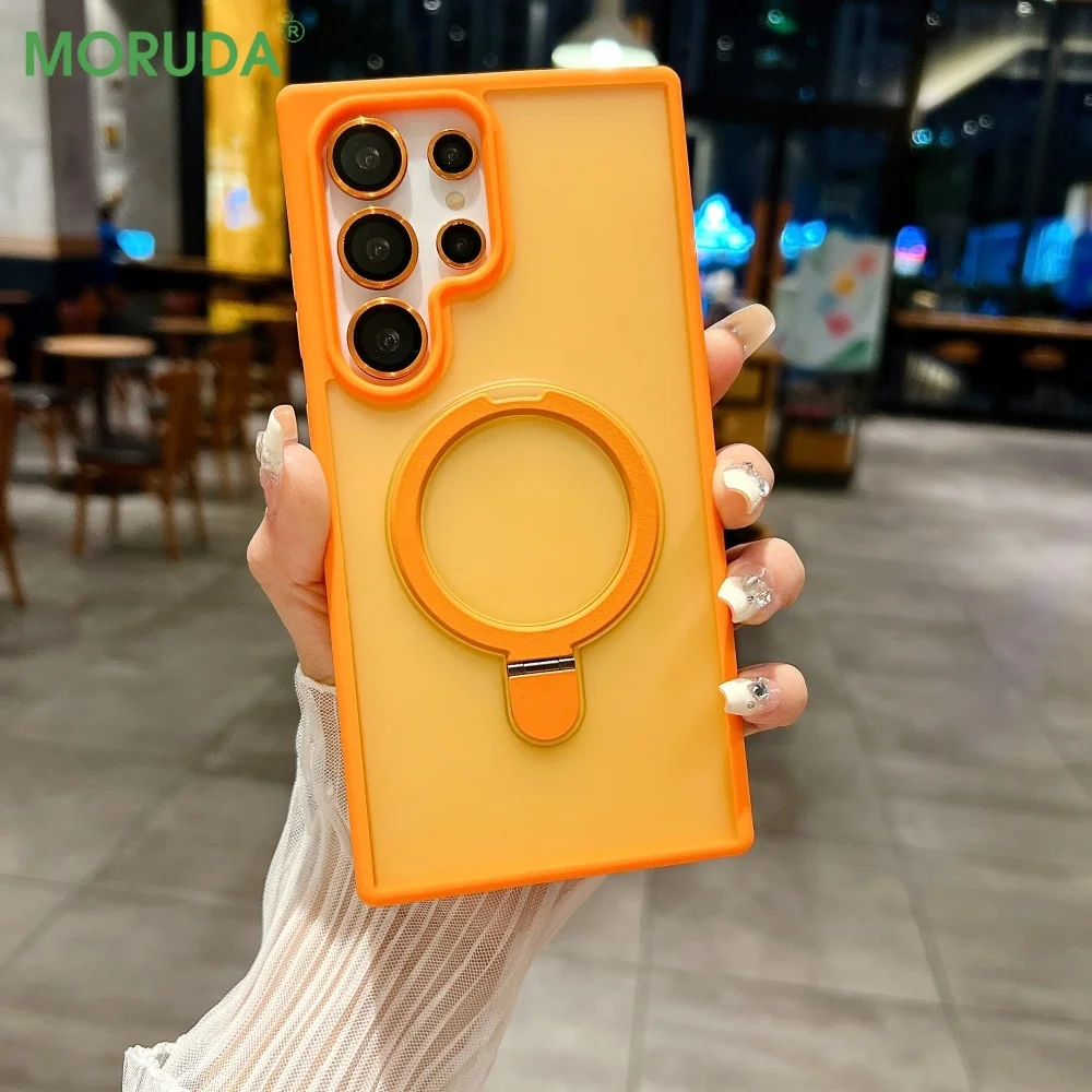 S26 Ultra Metal Magnetic Invisible Bracket Holder Case For Samsung Galaxy S26 S25 S24 Ultra S26 Plus Glass Lens Film Matte Cover Featured