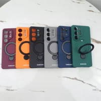 Samsung S26 Ultra 360 Rotating Stand Silicone Magnetic Case For Galaxy S26plus S26 S26ultra Matte Lens Protect Shockproof Cover Featured