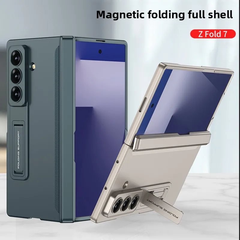 Case For Samsung Galaxy Z Fold 7 6 5 4 3 2 Magnetic Adsorption Hinge Protection Phone Cover Kickstand Hard Plastic Magnet Case