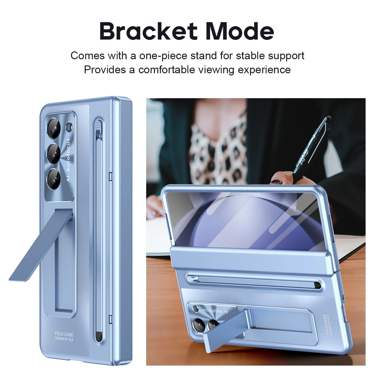 For Samsung Galaxy Z Fold 6 5 4 5G Case Plating Hinge With S Pen 360 Full Screen Protector AG Matte Shockproof Kickstand Cover