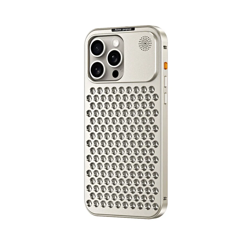 Metal aluminium Hollow Cooling Phone Case for iPhone 14 13 12 16 Pro Max 15 16 Plus Aromatherapy Diffuser Detachable Rear Cover