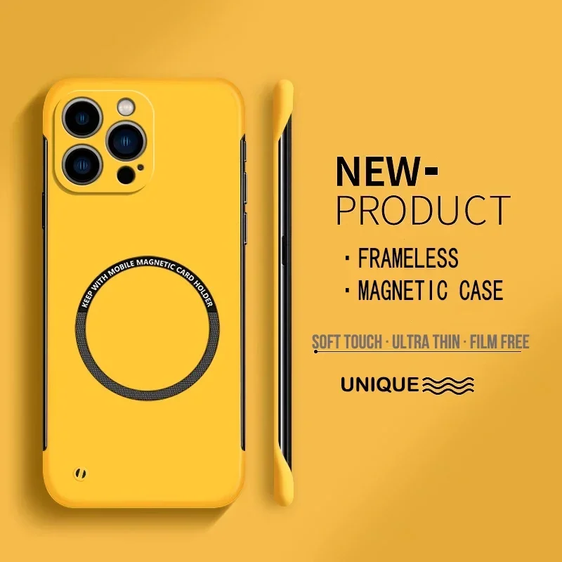 Ultra Thin Hard PC Magnetic Frameless Phone Case for Magsafe IPhone 15 14 Pro Max 13 12 Mini 11 Pro Max Matte Color Solid Cover